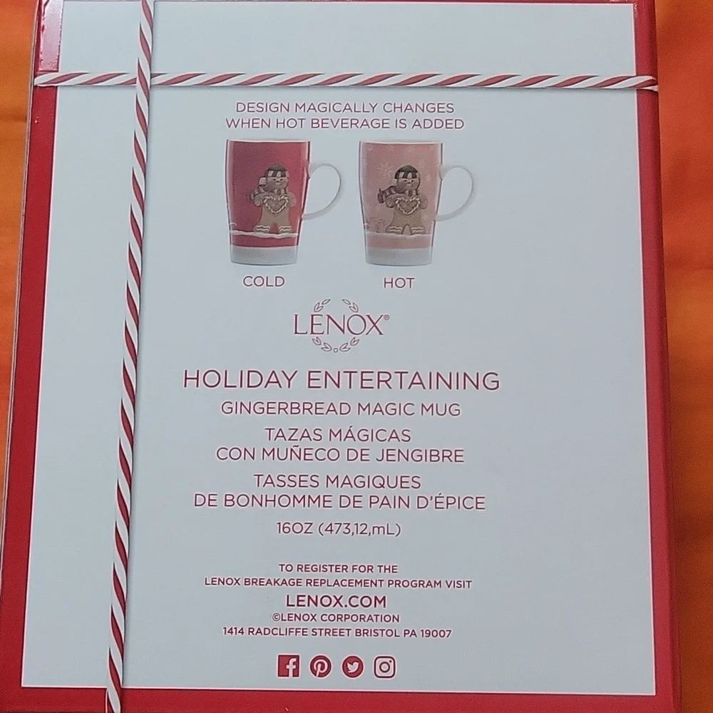 Lenox Gingerbread Mug New Color Changing Holiday Entertaining